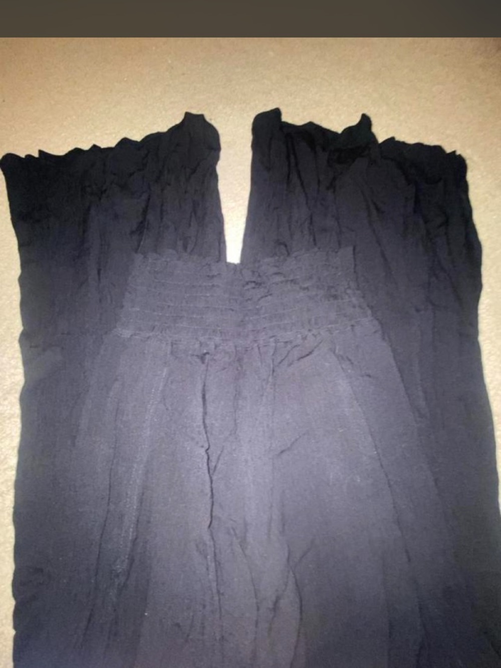 Rewash Black Wide-Leg Jumpsuit with Shirred Waist